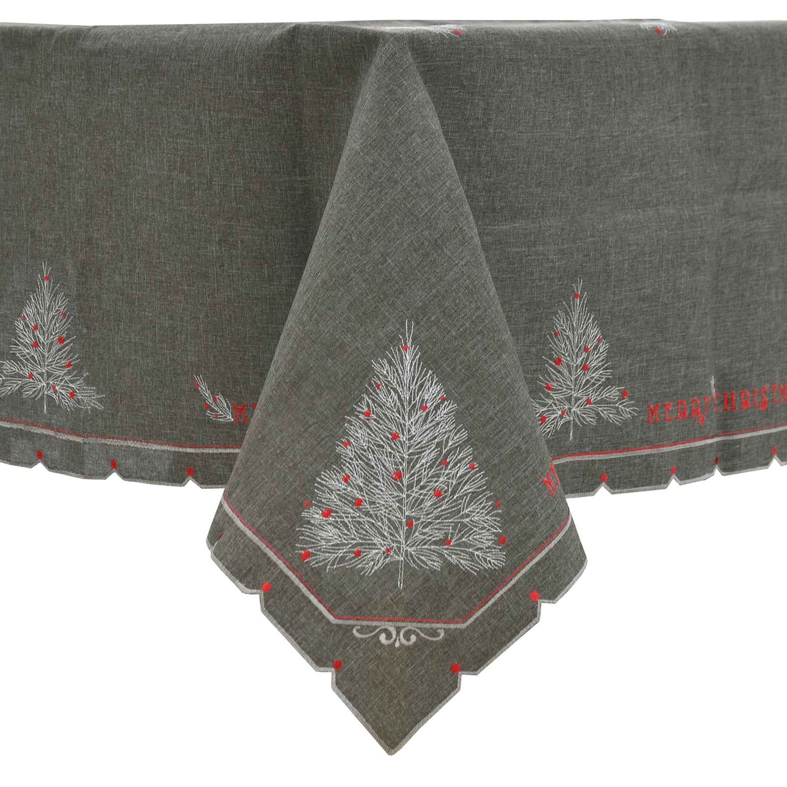 Mr Crimbo Christmas Tree Tablecloths Napkins Grey Silver - MrCrimbo.co.uk -XS6564 - 52 x 70" -christmas napkins